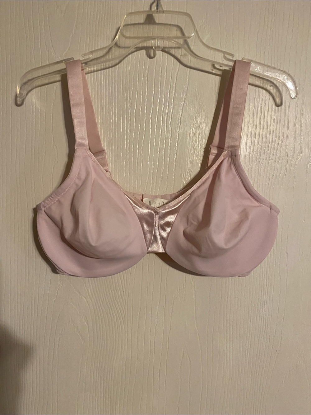 Olga Light Pink Satin-Trim Wireless Bra